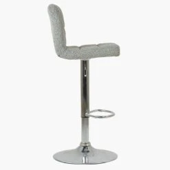 Cuban Stone Grey Boucle Chrome Base Kitchen Stool -Furniture Specialty Store cuban beige boucle 3
