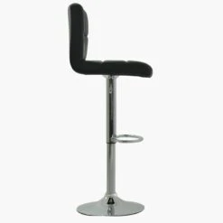 Cuban Black Faux Leather Chrome Base Bar Stool