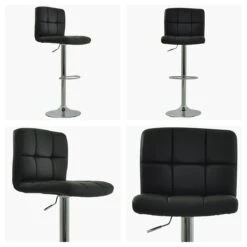 Cuban Black Faux Leather Chrome Base Bar Stool -Furniture Specialty Store cuban black white