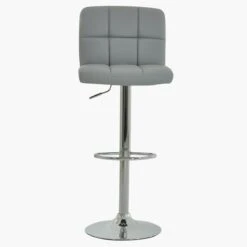Cuban Grey Faux Leather Chrome Base Kitchen Stool