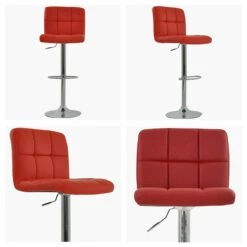 Cuban Red Faux Leather Chrome Base Barstool -Furniture Specialty Store cuban red white