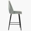 Delaware Grey Velvet Black Leg Barstool -Furniture Specialty Store delaware light grey velvet black leg 2