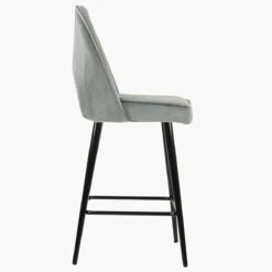 Delaware Grey Velvet Black Leg Barstool