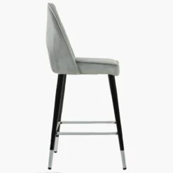 Delaware Grey Velvet Black Silver Leg Breakfast Stool -Furniture Specialty Store delaware light grey velvet silver tip 2 1