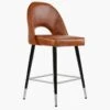 Delaware Brown Faux Leather Black Silver Leg Barstool -Furniture Specialty Store delaware pink velvet silver tip 1 1