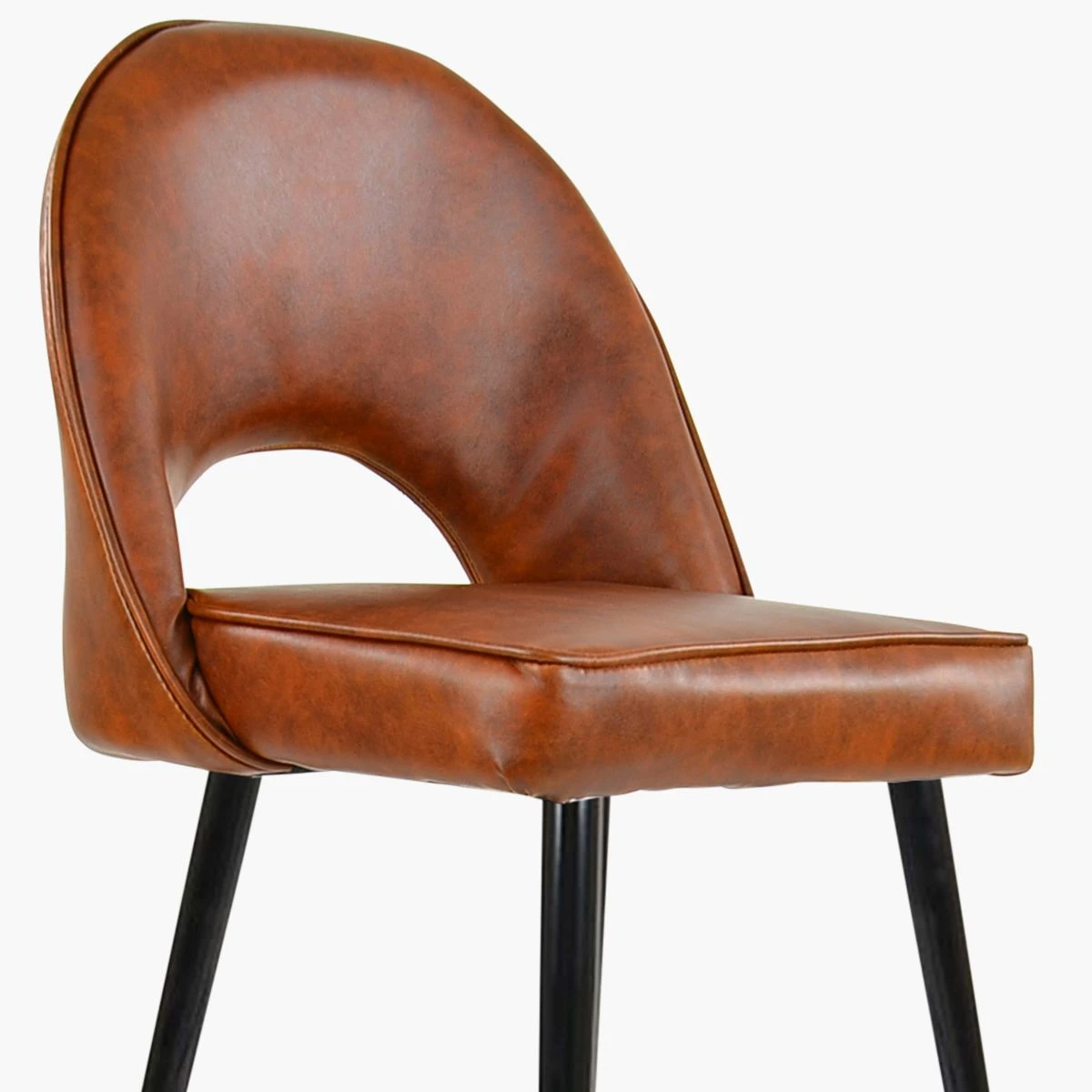 Delaware Brown Faux Leather Black Leg Barstool - Image 4