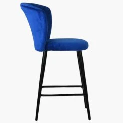 Dove Blue Velvet Black Leg Bar Stool -Furniture Specialty Store dove blue velvet black leg 3