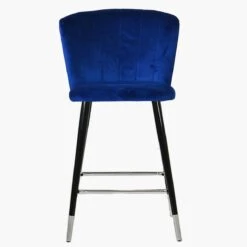 Dove Blue Velvet Black Silver Leg Bar Stool -Furniture Specialty Store dove blue velvet silver tip 2