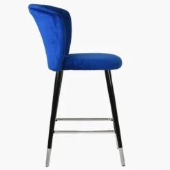 Dove Blue Velvet Black Silver Leg Bar Stool -Furniture Specialty Store dove blue velvet silver tip 3