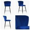 Dove Blue Velvet Black Silver Leg Bar Stool -Furniture Specialty Store dove blue velvet silver tip 5