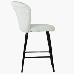 Dove Cream Boucle Black Leg Breakfast Stool -Furniture Specialty Store dove cream black leg 3