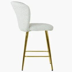 Dove Cream Boucle Gold Leg Bar Stool -Furniture Specialty Store dove cream gold leg 3
