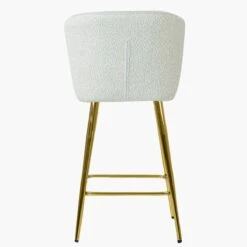 Dove Cream Boucle Gold Leg Bar Stool -Furniture Specialty Store dove cream gold leg 4