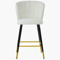 Dove Cream Boucle Black Gold Leg Kitchen Stool -Furniture Specialty Store dove cream gold tip leg 2