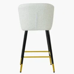 Dove Cream Boucle Black Gold Leg Kitchen Stool -Furniture Specialty Store dove cream gold tip leg 4