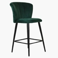 Dove Green Velvet Black Leg Breakfast Stool -Furniture Specialty Store dove green black leg 1