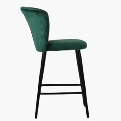 Dove Green Velvet Black Leg Breakfast Stool -Furniture Specialty Store dove green black leg 3