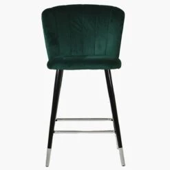 Dove Green Velvet Black Silver Leg Breakfast Stool -Furniture Specialty Store dove green silver tip 2