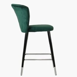 Dove Green Velvet Black Silver Leg Breakfast Stool -Furniture Specialty Store dove green silver tip 3