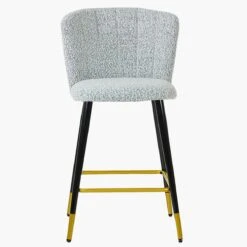 Dove Grey Boucle Black Gold Leg Barstool -Furniture Specialty Store dove grey boucle gold tip 2