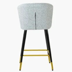 Dove Grey Boucle Black Gold Leg Barstool -Furniture Specialty Store dove grey boucle gold tip 4