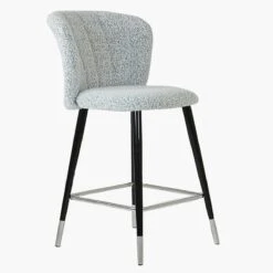 Dove Grey Boucle Black Silver Leg Bar Stool -Furniture Specialty Store dove grey boucle silver tip 1