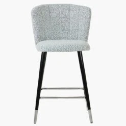 Dove Grey Boucle Black Silver Leg Bar Stool -Furniture Specialty Store dove grey boucle silver tip 2