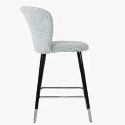 Dove Grey Boucle Black Silver Leg Bar Stool -Furniture Specialty Store dove grey boucle silver tip 3