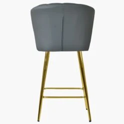 Dove Dark Grey Faux Leather Gold Leg Barstool -Furniture Specialty Store dove grey leather gold leg 2