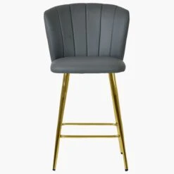 Dove Dark Grey Faux Leather Gold Leg Barstool