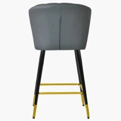 Dove Dark Grey Faux Leather Black Gold Leg Barstool -Furniture Specialty Store dove grey leather gold tip 2
