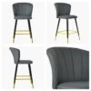Dove Dark Grey Faux Leather Black Gold Leg Barstool -Furniture Specialty Store dove grey leather gold tip 5