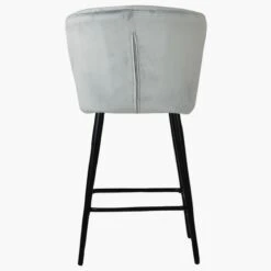 Dove Grey Velvet Black Leg Breakfast Stool -Furniture Specialty Store dove grey velvet black leg 3
