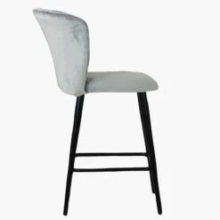 Dove Grey Velvet Black Leg Breakfast Stool -Furniture Specialty Store dove grey velvet black leg 4
