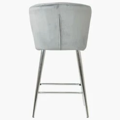 Dove Grey Velvet Chrome Leg Barstool -Furniture Specialty Store dove grey velvet chrome leg 3 1