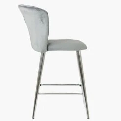 Dove Grey Velvet Chrome Leg Barstool -Furniture Specialty Store dove grey velvet chrome leg 4 1