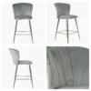 Dove Grey Velvet Chrome Leg Barstool -Furniture Specialty Store dove grey velvet chrome leg 5 1