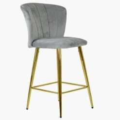 Dove Grey Velvet Gold Leg Bar Stool -Furniture Specialty Store dove grey velvet gold leg 1