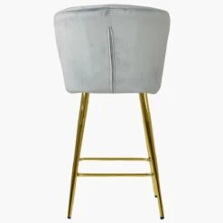 Dove Grey Velvet Gold Leg Bar Stool -Furniture Specialty Store dove grey velvet gold leg 3