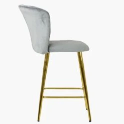 Dove Grey Velvet Gold Leg Bar Stool -Furniture Specialty Store dove grey velvet gold leg 4