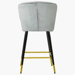 Dove Grey Velvet Black Gold Leg Kitchen Stool -Furniture Specialty Store dove grey velvet gold tip 3
