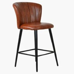 Dove Brown Faux Leather Black Leg Bar Stool -Furniture Specialty Store dove vintage brown black leg 1