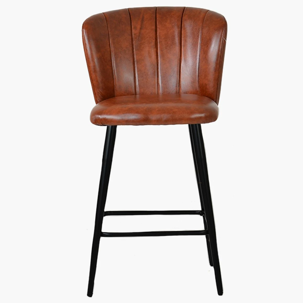 Dove Brown Faux Leather Black Leg Bar Stool - Image 2