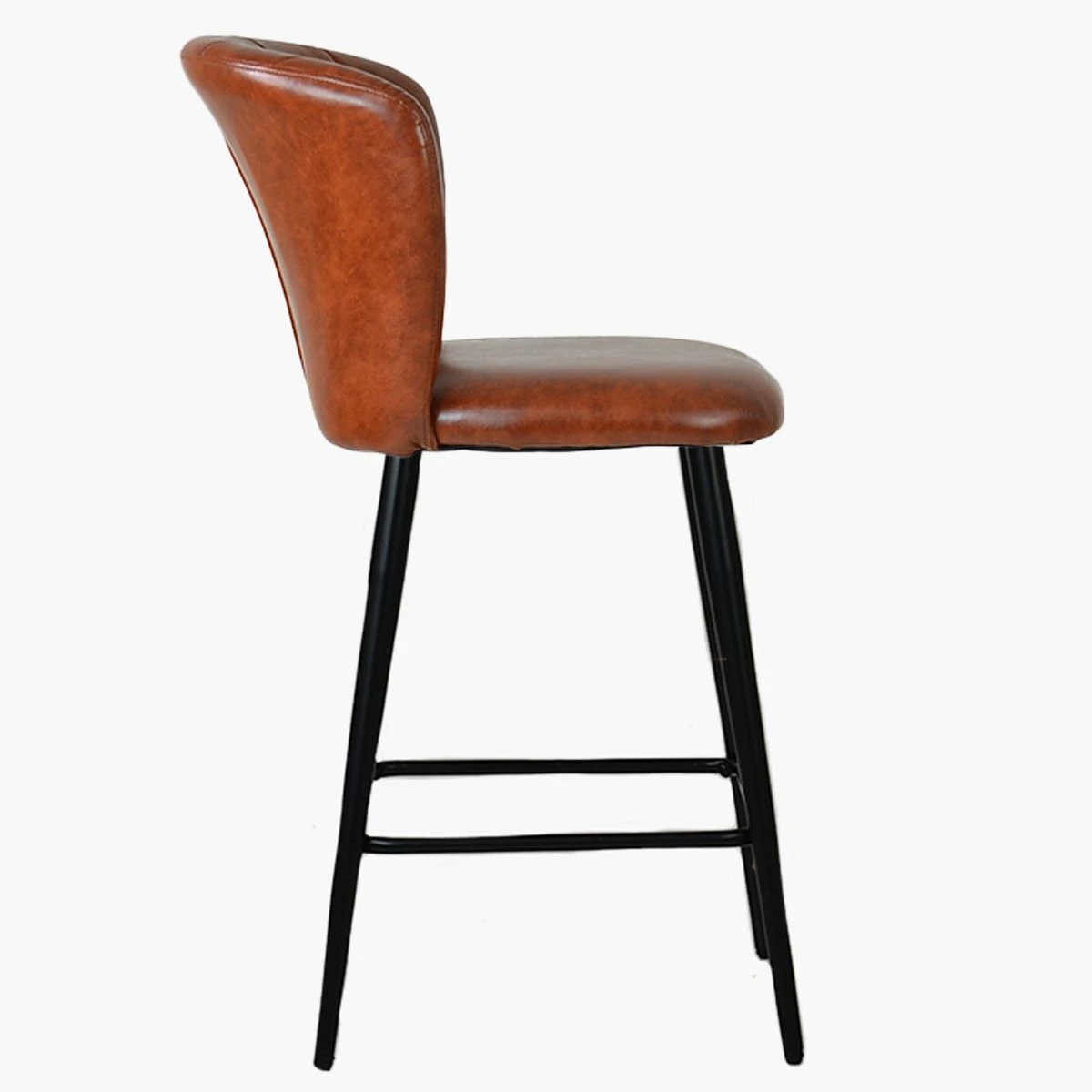 Dove Brown Faux Leather Black Leg Bar Stool - Image 4