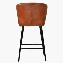Dove Brown Faux Leather Black Leg Bar Stool -Furniture Specialty Store dove vintage brown black leg 4