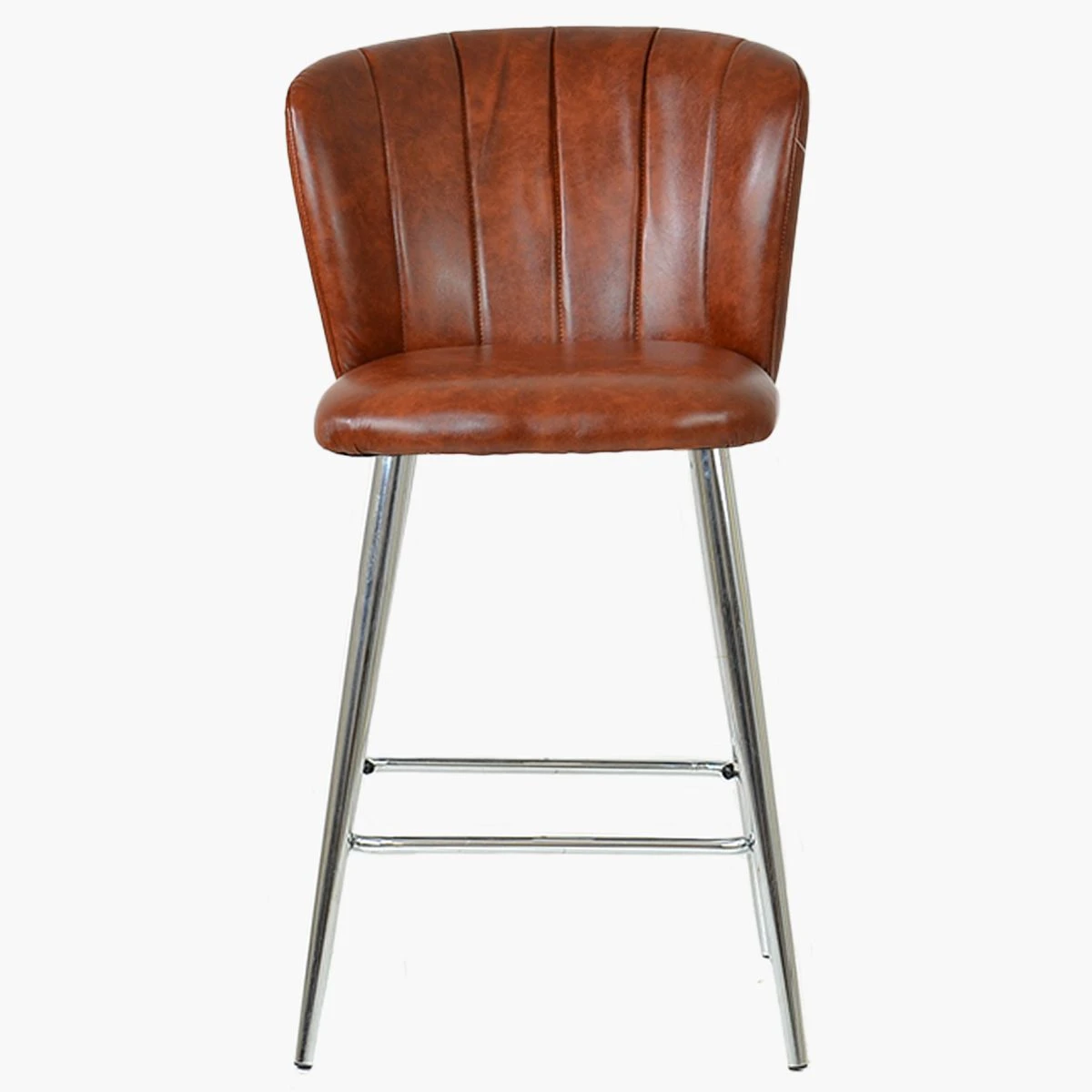 Dove Brown Faux Leather Chrome Leg Kitchen Stool - Image 2