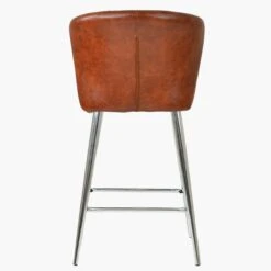Dove Brown Faux Leather Chrome Leg Kitchen Stool -Furniture Specialty Store dove vintage brown chrome leg 4