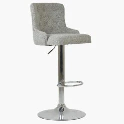 Drummond Stone Grey Boucle Chrome Base Kitchen Stool -Furniture Specialty Store drummond beige 2