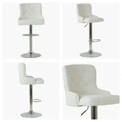 Drummond Cream Boucle Chrome Base Bar Stool