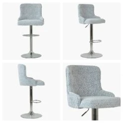 Drummond Grey Boucle Chrome Base Bar Stool